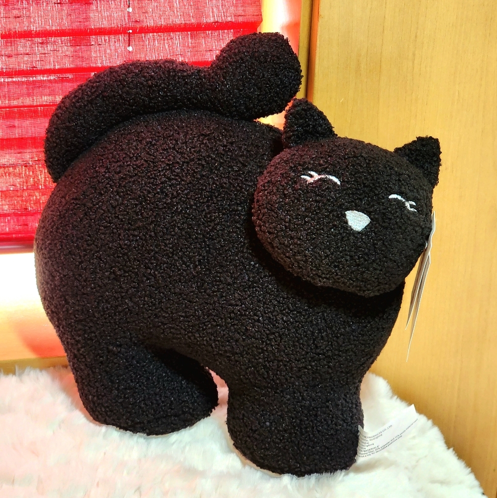 Martha Stewart Sherpa Black Cat Pillow Decorative Plush